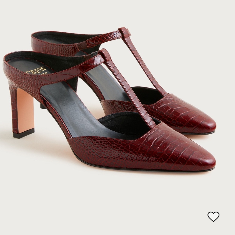 J.Crew Made-in- Italy T-strap pumps in croc-embossed leather Sz 10